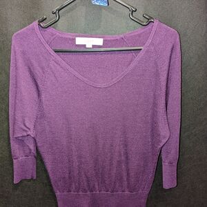 LOFT Purple V-Neck Sweater Lightweight Knit